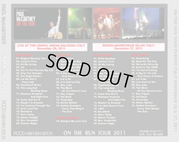 画像2: PAUL McCARTNEY / ON THE RUN ITALY 2011 BOLOGNA & MILAN 【4CD】 (2)