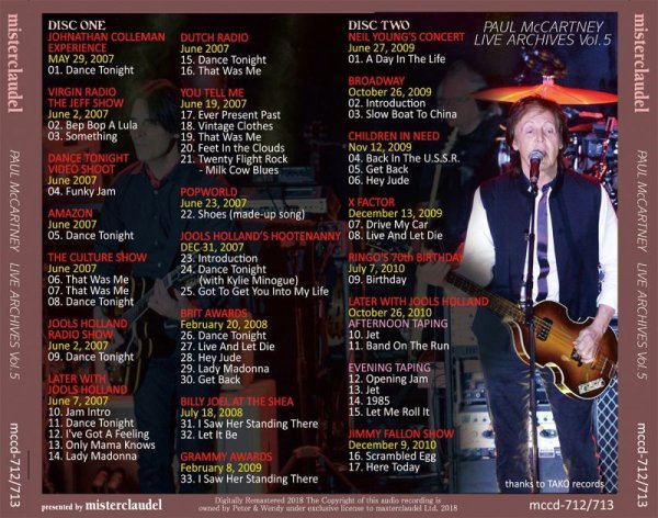 画像2: PAUL McCARTNEY / LIVE ARCHIVES VOL.5 【2CD】 (2)