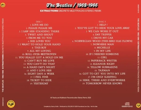画像2: THE BEATLES / 1962-1966 : EXTRACTIONS DISCRETE MULTITRACKS STEREO REMIX (2CD) (2)