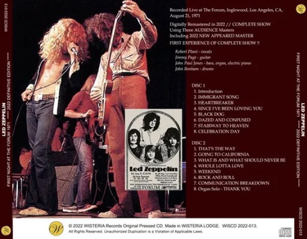 画像2: LED ZEPPELIN / FIRST NIGHT AT THE FORUM 1971 / 2022 DEFINITIVE EDITION (2CD) (2)