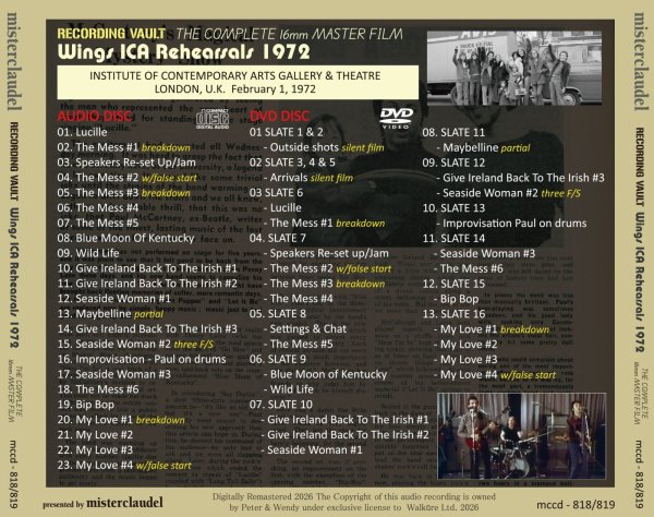 画像2: PAUL McARTNEY 1972 RECORDING VAULT WINGS ICA REHEARSALS CD+DVD (2)